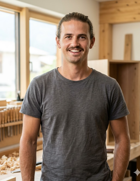 Lukas Federbusch, Tischlermeister aus Lienz, bei präziser Möbelmontage in Osttirol