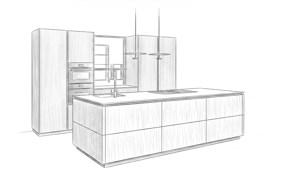 Entwurfsskizze vor der Montage – Planung von Federbusch Tischlermeister, Lienz, Tirol